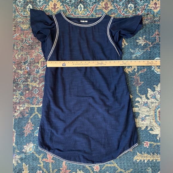 GAP NAVY BLUE FLUTTER SLEEVE COTTON DRESS WITH POCKETS SIZE MEDIUM - Picture 7 of 7